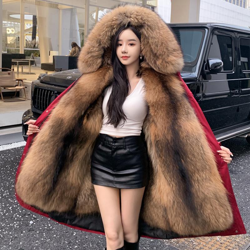 Winter Warm Coat Faux Fur Jacket Hooded Black Imitation Fur Woman Parkas Mulher Parkas Women's Jacket Red Fur Coats