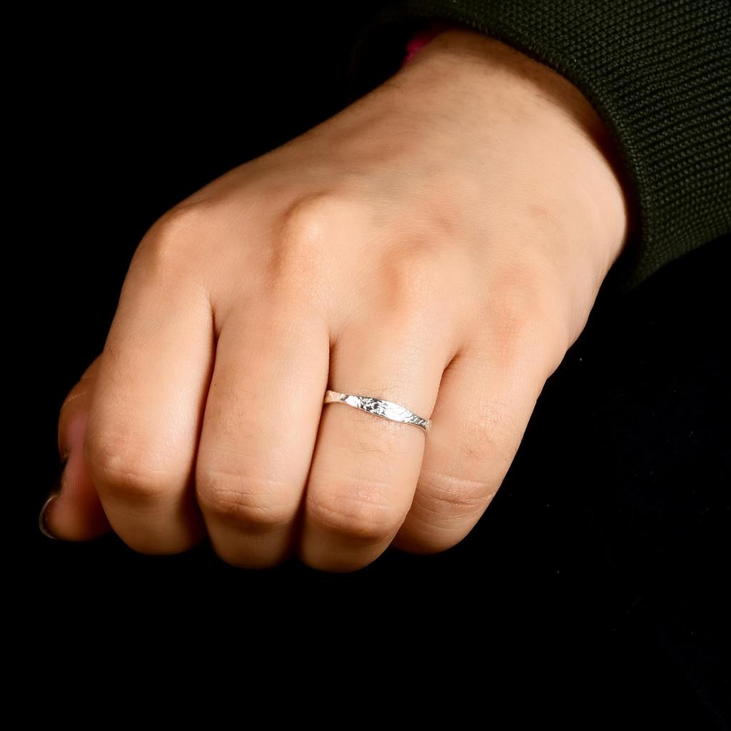 Minimalist Beaded Sterling Silver Band Ring, Dainty Stackable Ring Gift for Her.