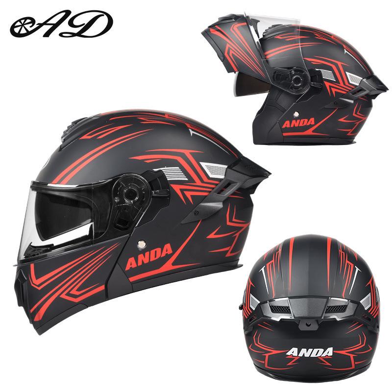 AD Winter 3C Certified Flip-Up Full Face Electric Motorcycle Helmet for Men & Women - All-Season Safety Gear