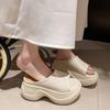 Muffin Thick-bottomed Cool Slippers for Women's Summer Wear 2025 New European Station Niche Small Person Height Beach One-word Drag