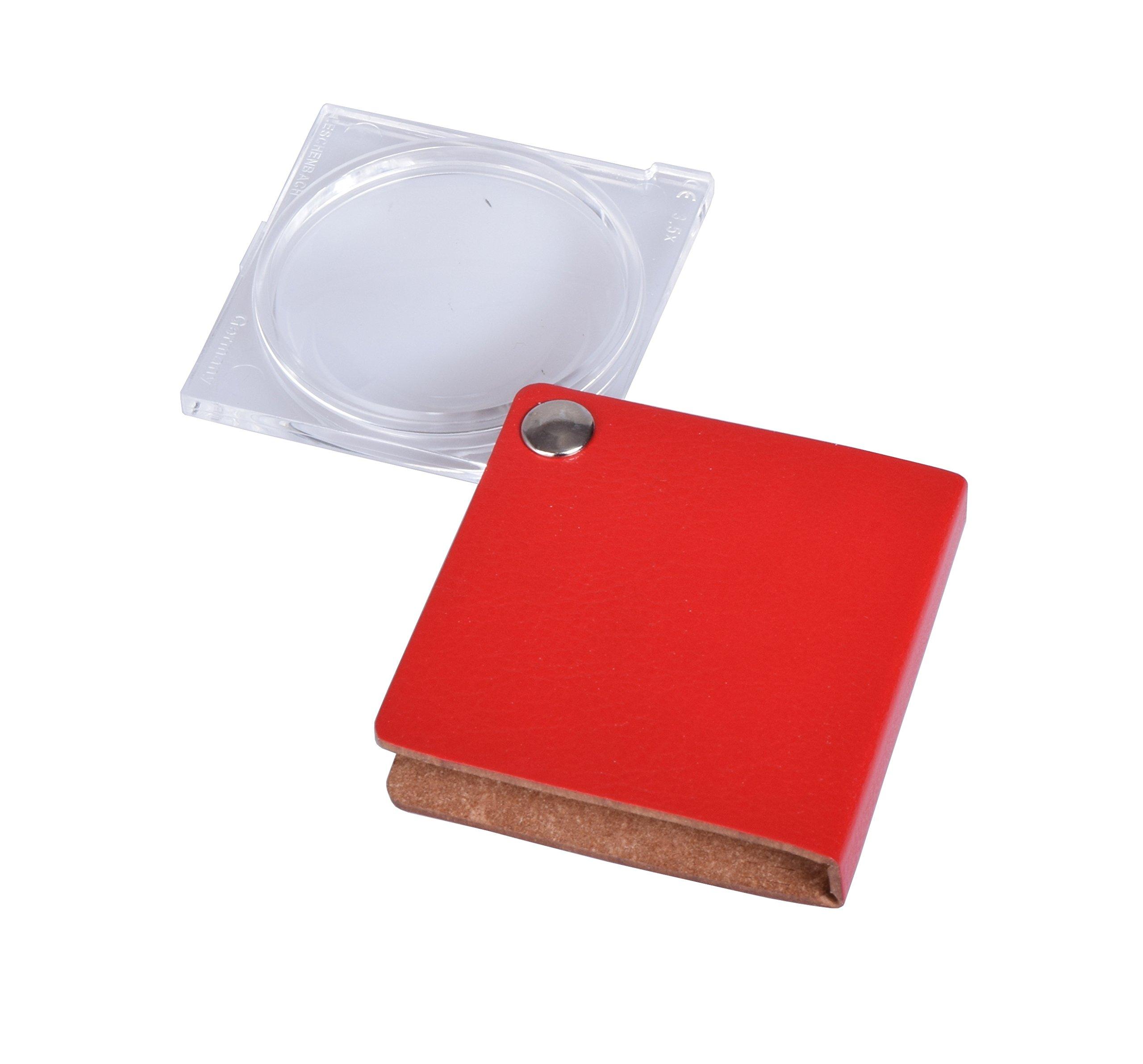

ESCHENBACH Portable Magnifying Glass, Economical Handy Magnifier, Red, 3.5x Magnification, 1730-131