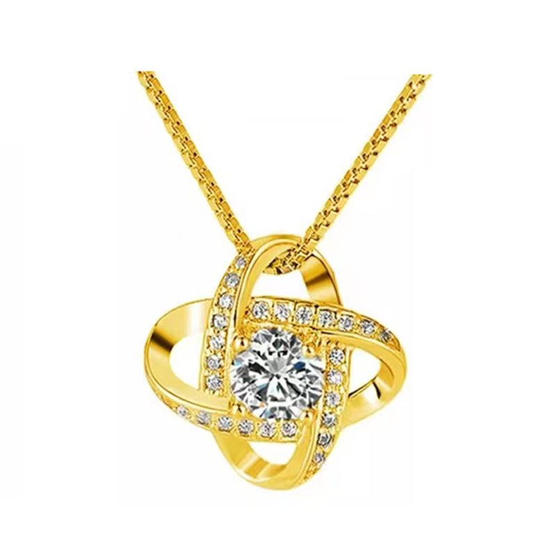 Kuaishou Douyin Light Luxury Four-Leaf Clover Zircon Pendant Necklace for Women