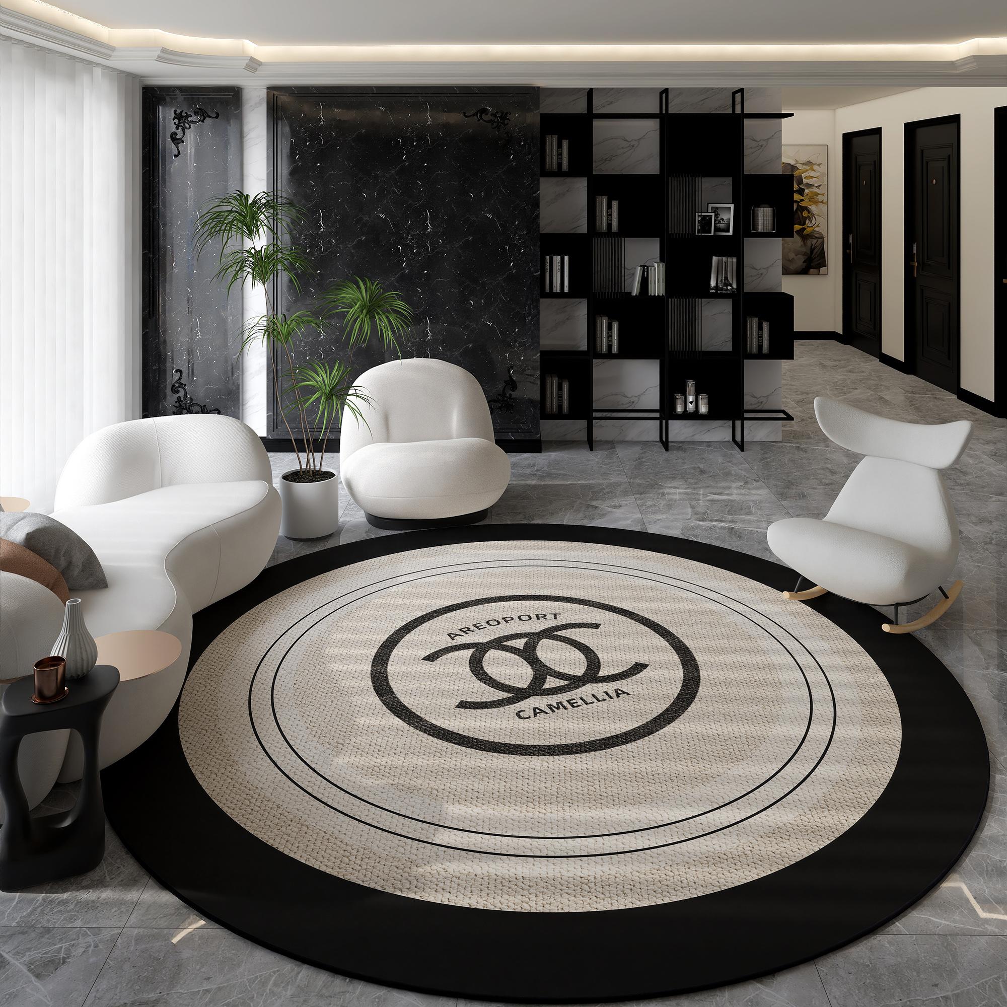 Décoration de Salon Style Nordique Tapis Rond Tapis de Luxe Léger pour Chambre à Coucher Tapis de Sol Épais en Peluche Tapis Moelleux Doux pour Vestiaire 80x80CM