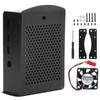 Aluminum Alloy Protective Case Cover Enclosure with Cooling Fan for Raspberry Pi 4B(Black Shell Aluminum Alloy Shell
