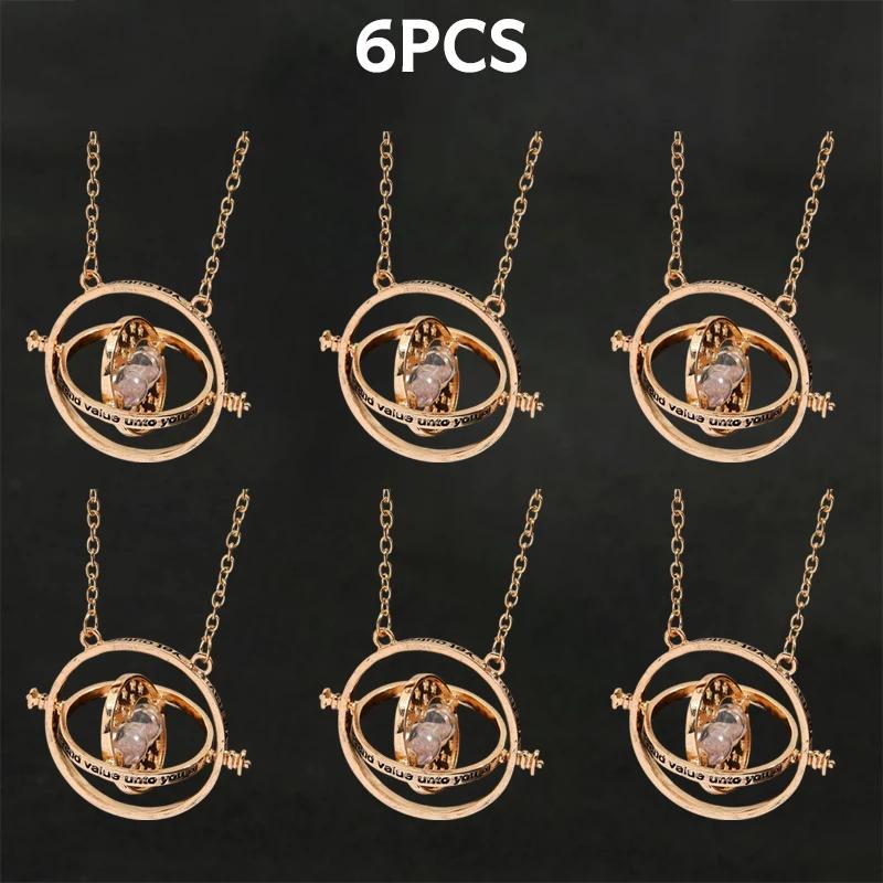 1-10Pcs Harried Time Necklace Timer Hourglass 360 Rotatable Potters Cosplay Props Astronomical Time Converter Magic School Gift