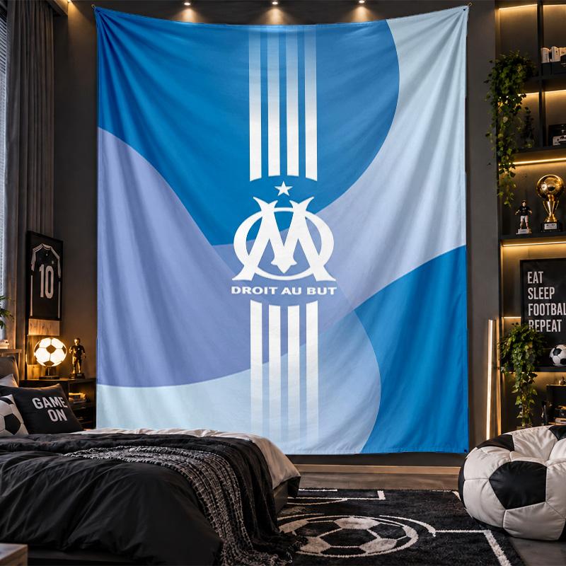 Wall Hanging Tapestry Olympique Lyonnais FC Print Cloth for Living Room Bedroom Home Decor