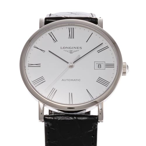 Longines Men's ELEGANT Automatic Watch, Water Resistant to 3 ATM, Sapphire Crystal, White Dial, Stainless Steel, L4.810.4.11.2, Black