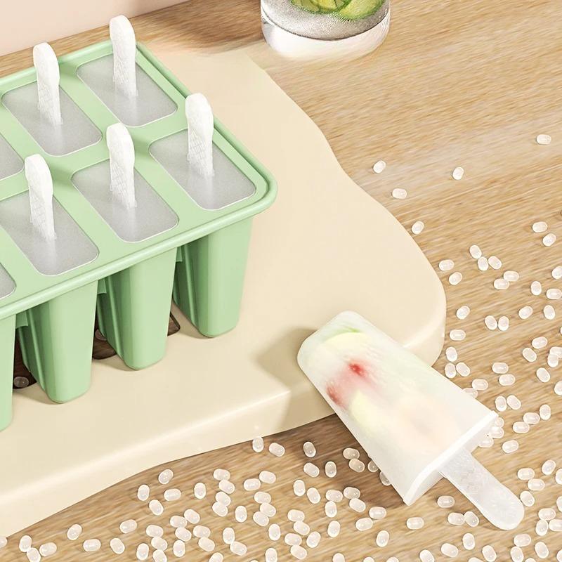 Popsicle Molds Silicone 10 Cavity Popsicle Trays Freezer,Homemade Ice Cream Molds,Large Ice Pop Maker,Reusable Ice Lolly Mould