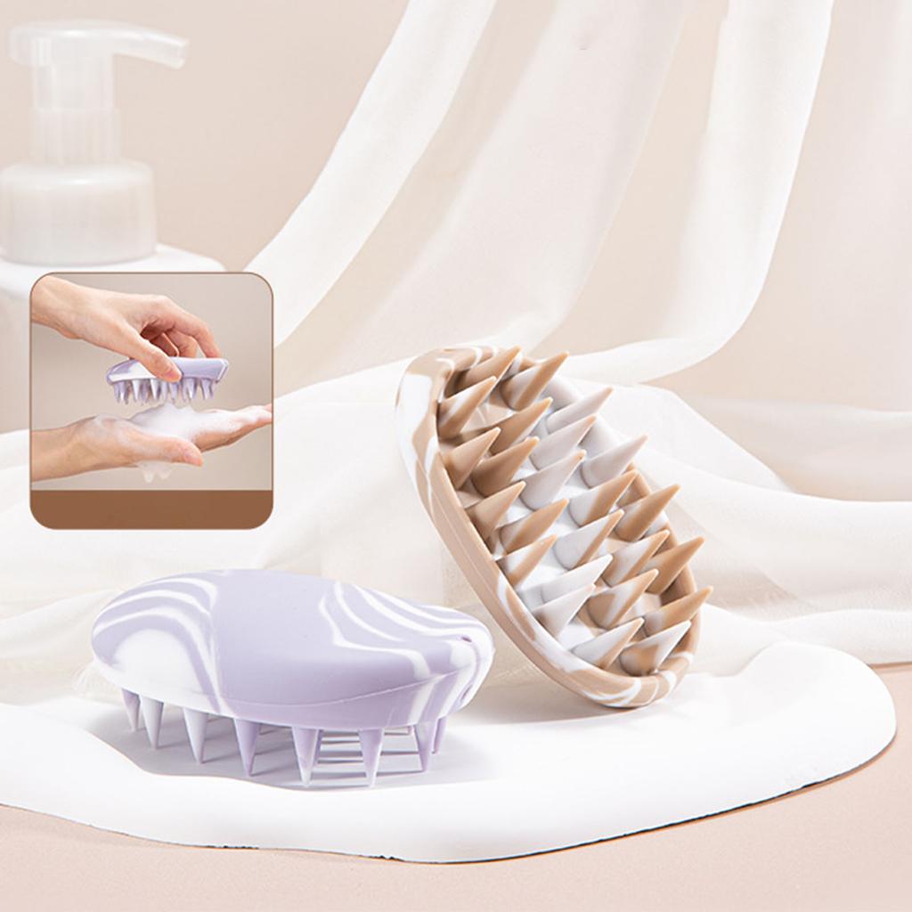 Silicone Scalp Massage Brush Smudge Shampoo Brush Scalp Scrubber Hair Exfoliator Brush Wet and Dry Shampoo Brush