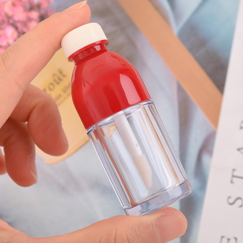 5pcs 8ml Bottle Shaped Empty Lip Gloss Tube Bottle Container Clear Plastic Refillable Lip Balm Bottles With Rubber Inserts