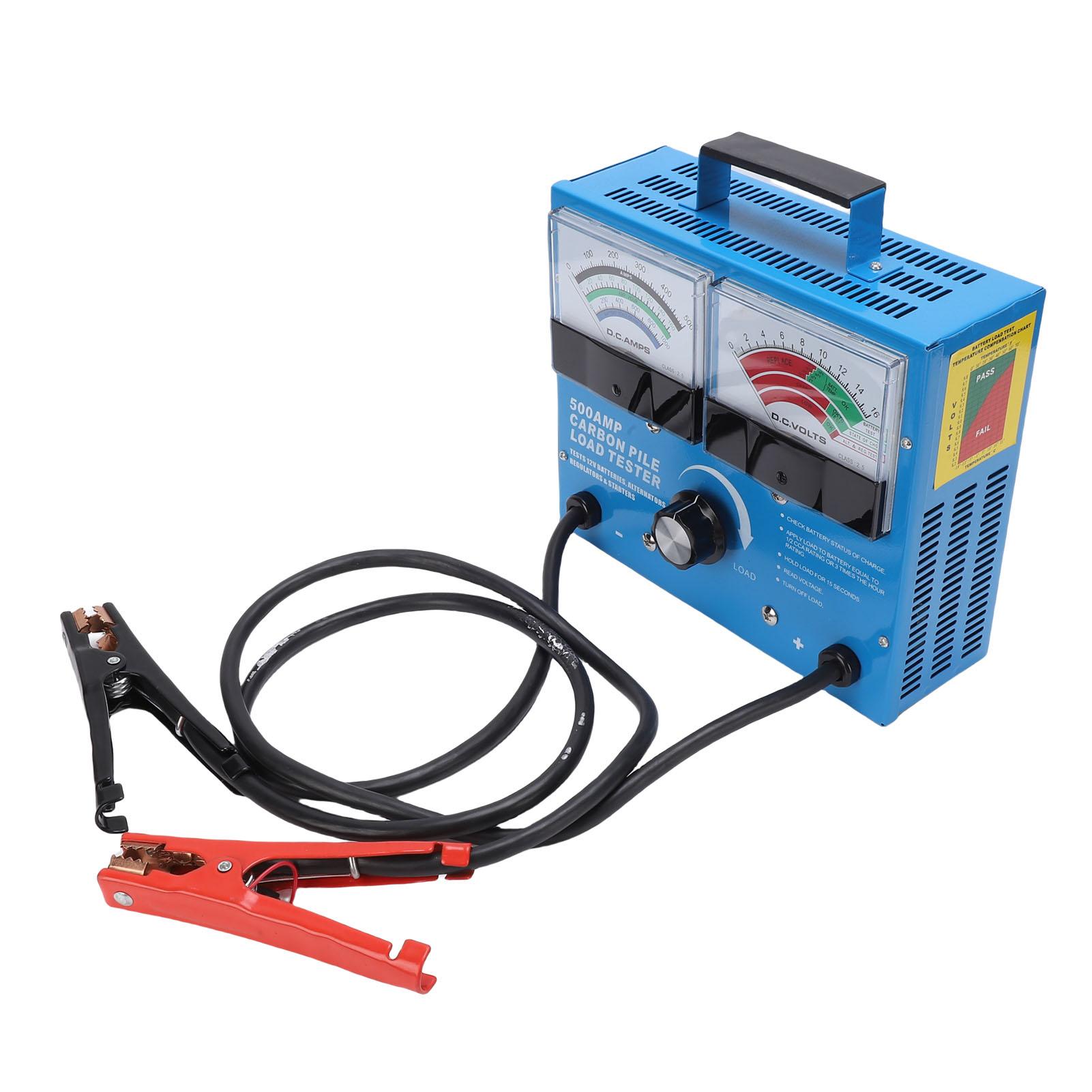 Car Battery Load Tester 500A Accurate Automotive Load Alternator Tester Voltmeter for Carts Motorcycles