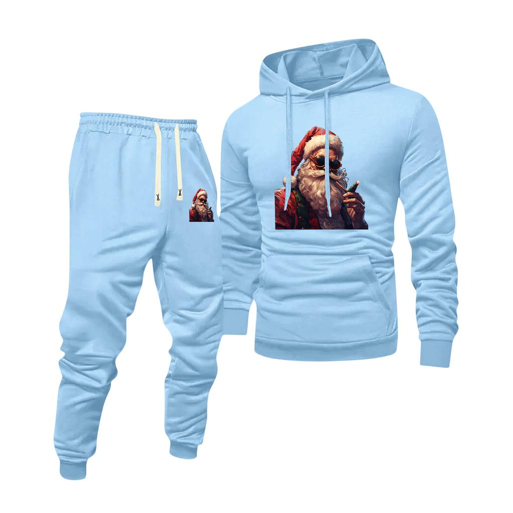 Herren Bedrucktes Kapuzensweatshirt und Sweatpants Lässiger Sportanzug