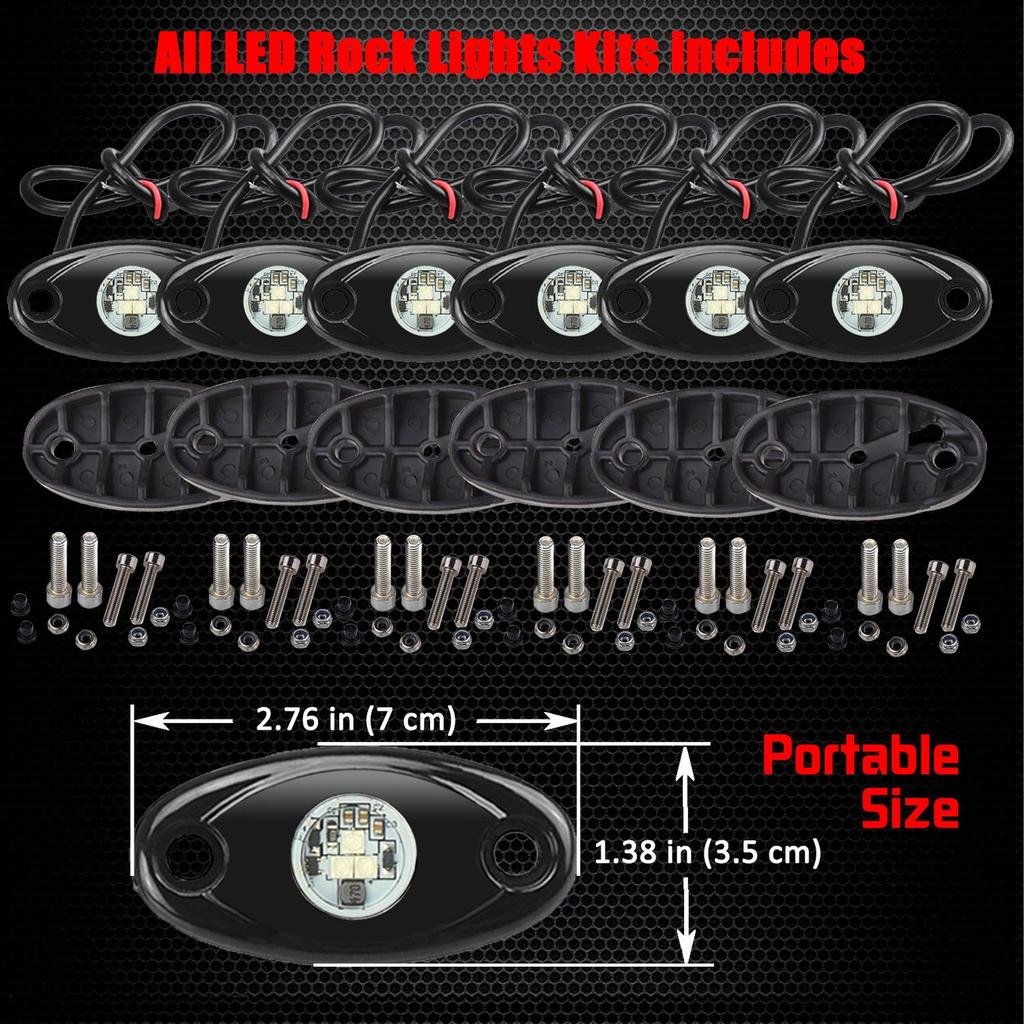 Ampper 6 LED Lights, Waterproof LED Neon Underglow Lights for Car Truck ATV UTV