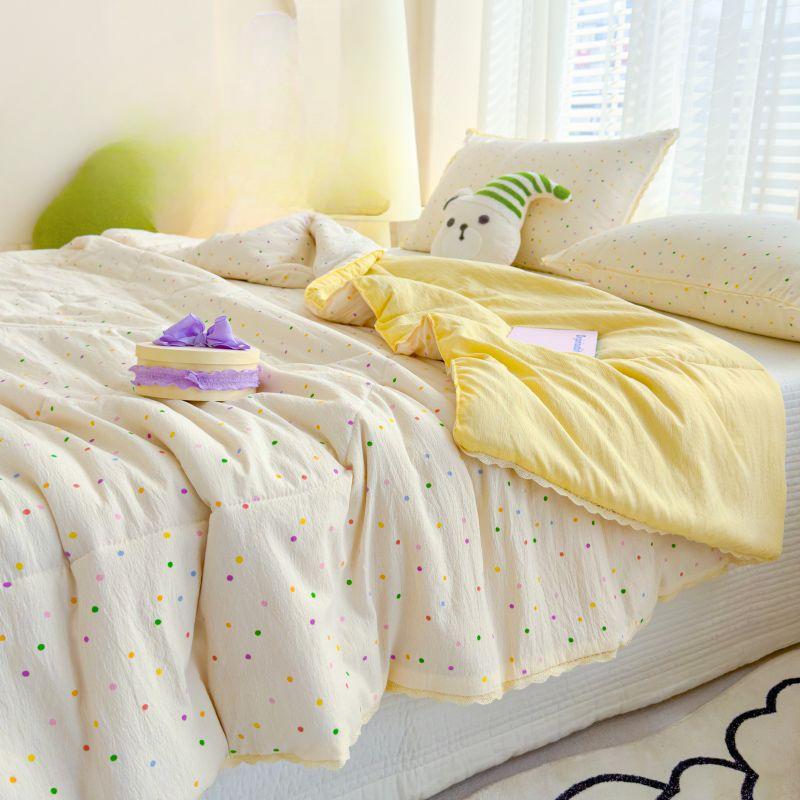Summer Double-Layer Gauze Quilt Cooling Air-Condition Dorm Single Student Cotton Bedding Spring Autumn All-Season