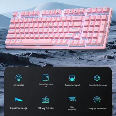 Dynamic Luminous Wired Mechanical Keyboard & Silent Gaming Mouse Set, Three-Mode for Office & Gaming.