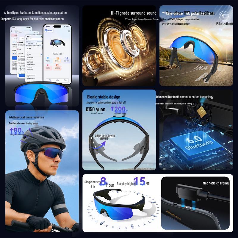 Monster Cycling Bluetooth Smart Audio Sunglasses AGS1 Earphones for Outdoor Sports and Running
