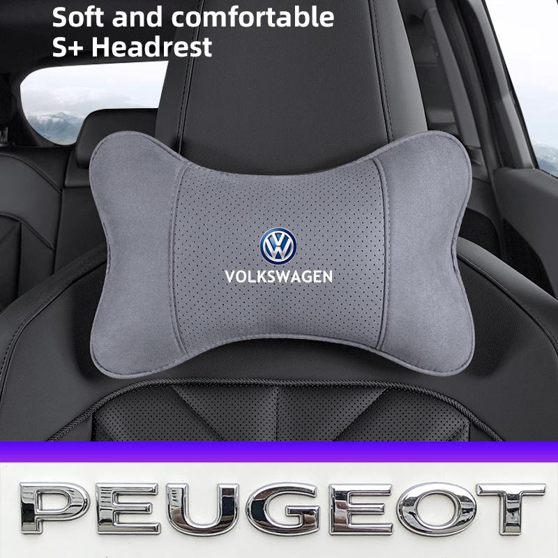 Car Headrest Suede Pillow Seat Memory Foam Accessories Valve Cap For VW Golf Amarok T5 Phaeton Teramont ID3 Tiguan T-Cross Passa Ze8