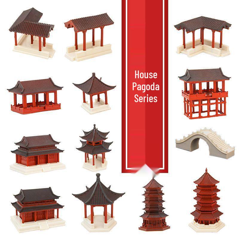 Ancient Architecture Bonsai Pavilion Ornament for Fish Tank and Aquaterrarium Landscaping