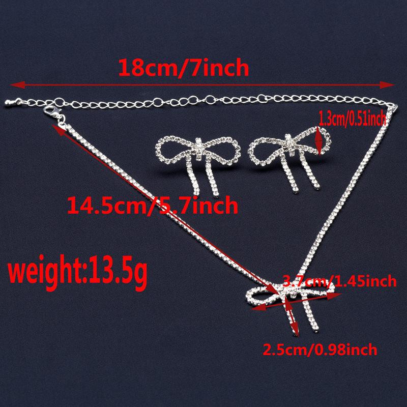Elegant And Rhinestone Bow Necklace Earring Set Shining Claw Chain Suitable For Parties And Gifts Fashion Accessories For All Seasons