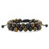 European-American Natural Stone & Turquoise Double Row Lava Beaded Bracelet