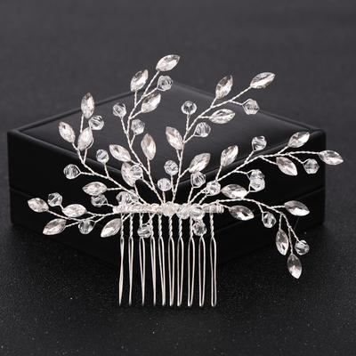 Silver Color Crystal Women Hair Combs Headwear Bridal Hair Clip Wedding Hair Accessories Rhinestone Hair Combs Women Handmade