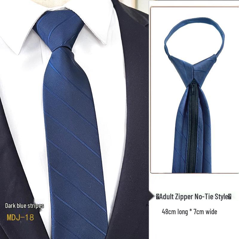 Men's 7cm Easy-Pull Zipper Tie, 1200-Needle Yarn-Dyed Polyester