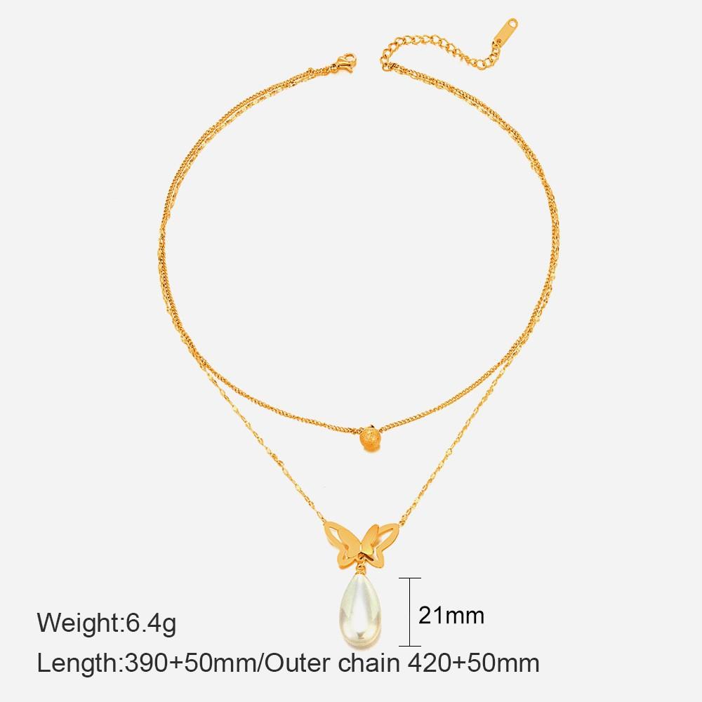 Французское Элегантное Жемчужное Ожерелье с Бахромой на Ключицы Женская Мода Легкая Роскошь Золотая Цепь 18K