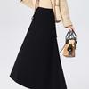 2025 New Design Women's Irregular Gray Woolen A-Line Tie-Up Long Skirt for Autumn/Winter