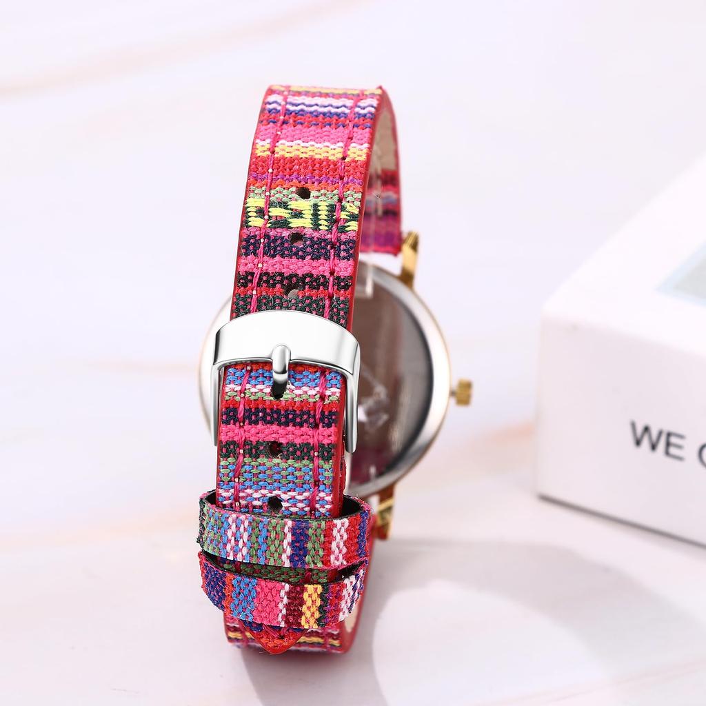 Bohemian-Uhr mit echtem Leder, analog, wasserdicht, Quarz, niedliche Modeuhr für Damen, perfektes Geschenk für den Tag, Damenarmband, Design-Anzeige,