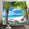 3d Beach Scenery Shower Curtains Sea Ocean Mediterranean Bathroom Curtain Waterproof Cloth Decoration 180*240cm Bath Curtain