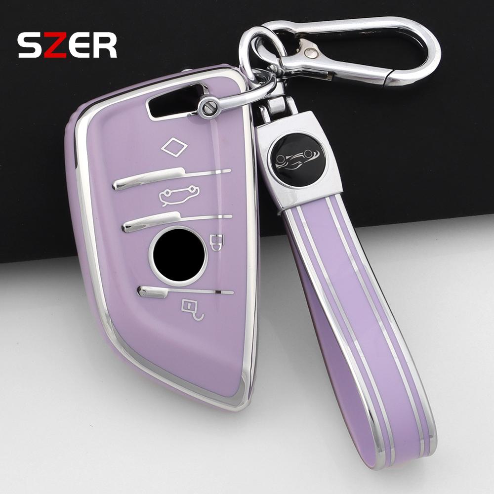Fashion Tpu Car Key Case For Bmw X1 X3 X5 X6 X7 1 3 5 6 7 Series G20 G30 G11 F15 F16 G01 G02 F48 Protected Shell Fob Keychain