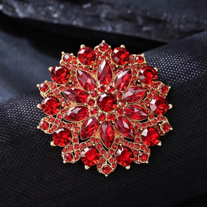 Universal Fit Sunflower Green Rhinestone Brooch Elegant Flower Lapel Pin for Women All Occasions Clothing Accessory A2