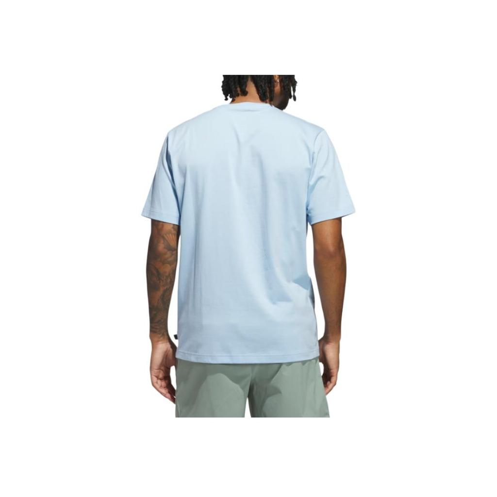 Adidas Golf Classic Chip Graphic Round Neck Cotton Fashion Versatile Breathable Short Sleeve T-Shirt Men Tops Sky-Blue JJ4201