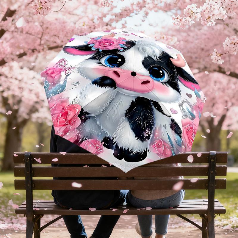 1PC Cow Umbrella-8-Rib Reinforced, Automatic Open, Lightweight & Durable, Fashion Accessory for Outdoor, H0407