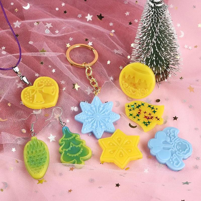 Weihnachtsform DIY Harz Kristall Epoxidform Schneeflocke Elch Anhänger Schlüsselanhänger Angebot Schmuck Silikonform Set Für Harz