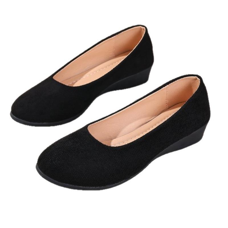 Mocassini con Zeppa in Raso Taglie Forti da Donna Stile Hong Kong Retrò Primaverile