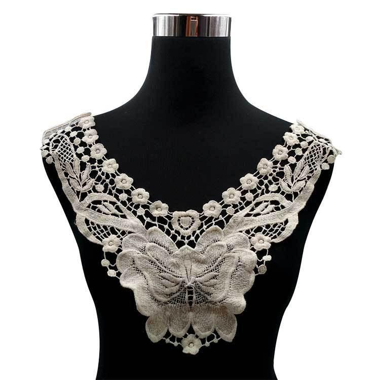 Guler din dantelă solubil în apă, Corsaj din dantelă, Guler fals gol, Accesorii vestimentare DIY, Dantelă pentru guler