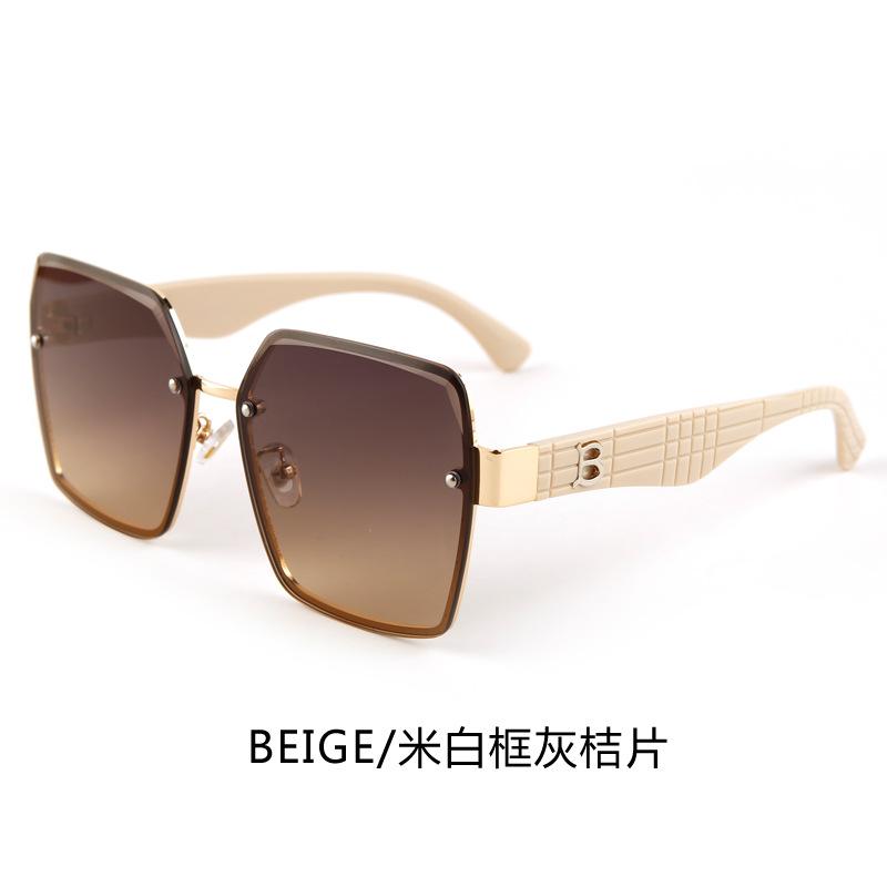 New metal rimless sunglasses women's high-end plain makeup versatile sunshade anti-ultraviolet sunglasses