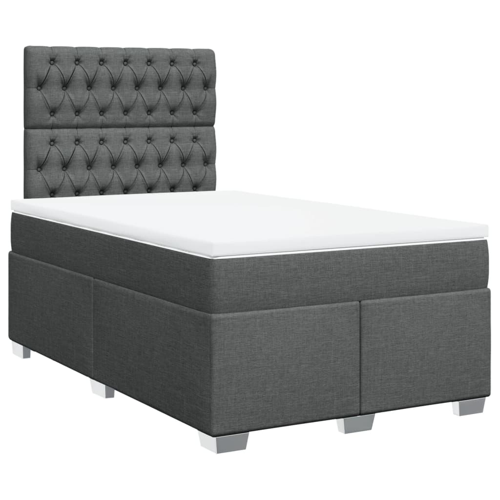 Vidaxl Continental Bed With Mattress, Dark Grey Fabric 120X200 Cm