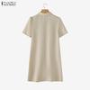 ZANZEA Women Casual Turn Down Collar Summer Short Sleeve Shirt Dress