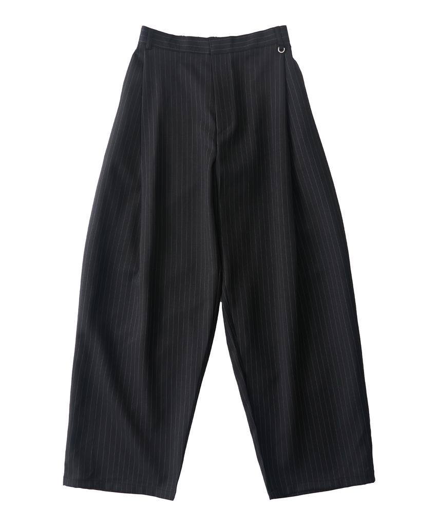 ANALOG MOOD Striped Back Elastic Wide Slacks (Black)
