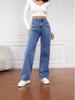 Retro Washed High-Waist Straight Leg Jeans for Women - Slimming Wide-Leg Style for Spring and Autumn 2026
