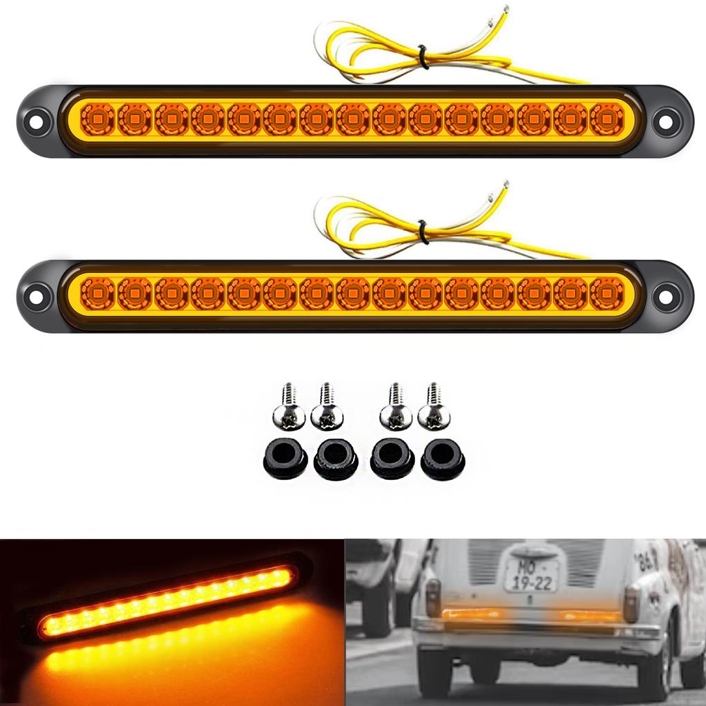 2PCS New 12-24V 15LED Tail Rear Lamp for Trailer Truck Lorry Pickup-Brake/Stop/Turn Lights Light Bar Strip Back Up Lights 1