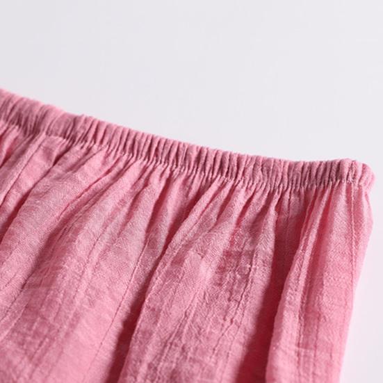 2Pcs/Set Middle-aged Mother Casual Top Crop Pants Set Embroidery Solid Color O-neck Short Sleeve Pleated Elastic Waist Wide Leg Daily Outfit