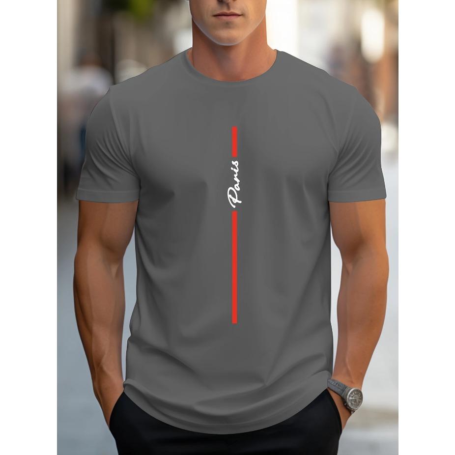 

Мужская модная футболка с принтом «Париж», написанным от руки, на плече XL темно серый