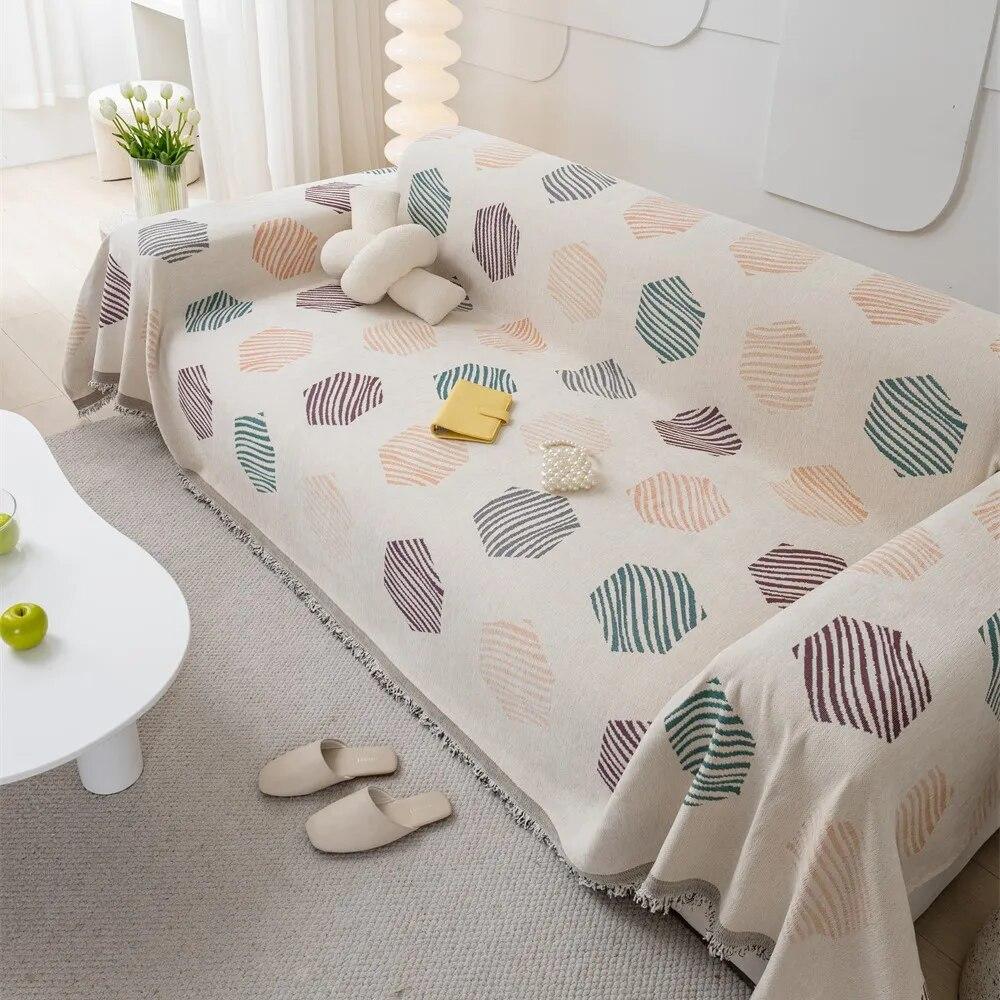 Мягкие диванные полотенца с весенним геометрическим узором — фото 12