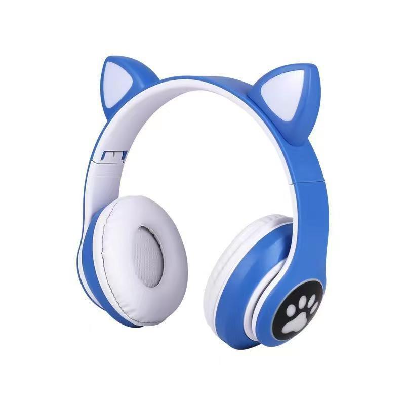 Head-mounted bluetooth headset luminous cat ear cartoon wireless e-sports game headset