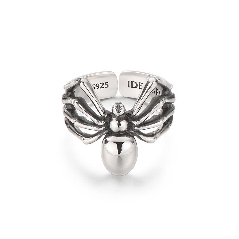 Yintai Fei Retro Spider Silver Ring for Kids & Teens - Trendy, High-End, Niche Women s Hip Hop Style Adjustable
