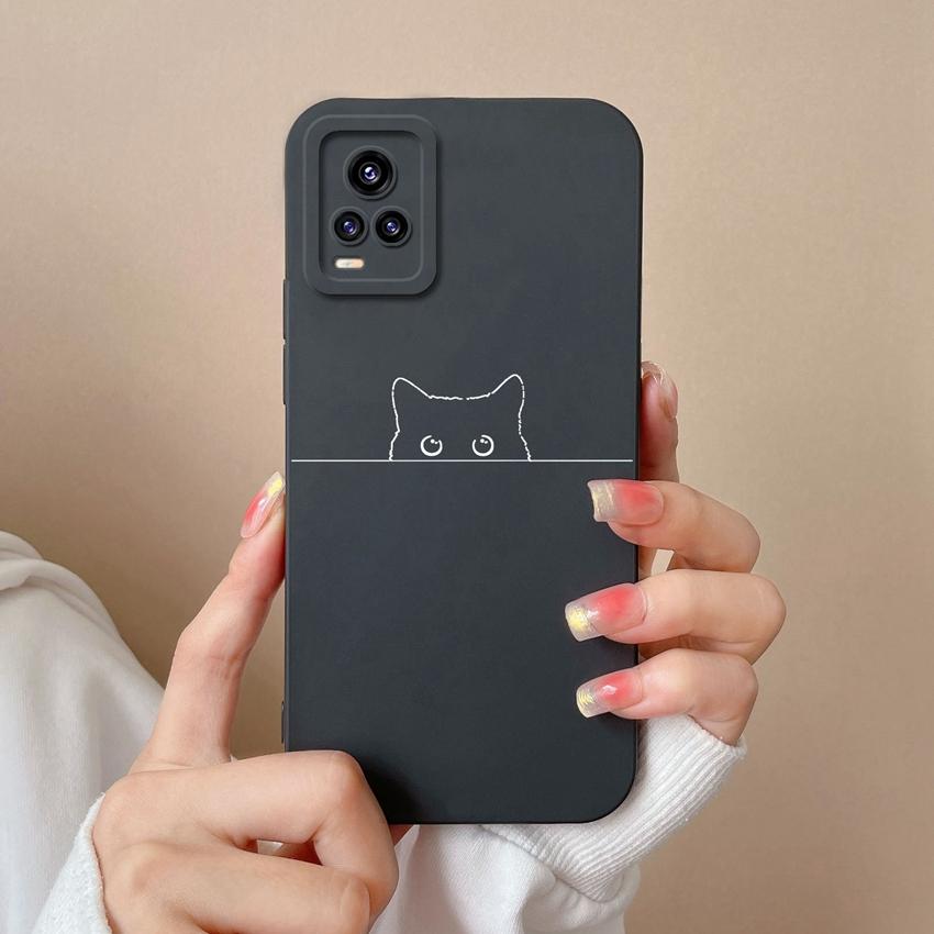 Case For Vivo V17 V20 S19 Y75 S16 Y77 Funny Cartoon Cat Pattern Phone Covers Screen Protector Soft Silicone Anti Slip Protection For Vivo Bumper Shell