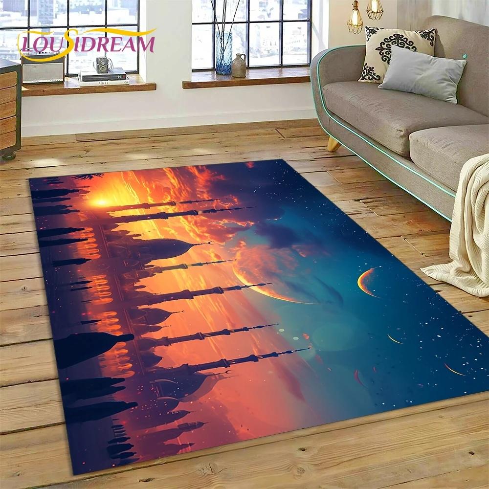 Tappetino in poliestere con mandala per preghiera musulmana islamica, ideale per soggiorno, camera da letto e decorazione per la casa, antiscivolo, perfetto come regalo per il divano.